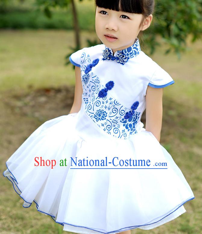 Chinese Theater Traditional Dance Ribbon Dancing Long Sleeve Leotard China Fan Dance Costume Complete Set for Kids