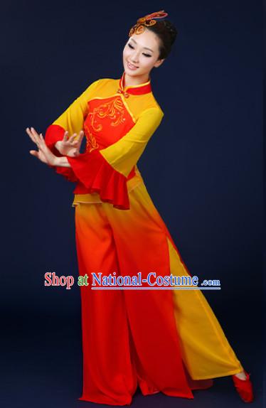 Asian Fan Dance Costume Hand Held Fan Chinese Dancing Ethnic Dance Folk Oriental Dancewear for Women Girls