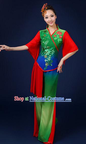 Asian Fan Dance Costume Hand Held Fan Chinese Dancing Ethnic Dance Folk Oriental Dancewear for Women Girls