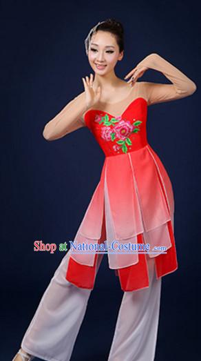 Asian Fan Dance Costume Hand Held Fan Chinese Dancing Ethnic Dance Folk Oriental Dancewear for Women Girls