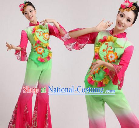 Asian Fan Dance Costume Hand Held Fan Chinese Dancing Ethnic Dance Folk Oriental Dancewear for Women Girls