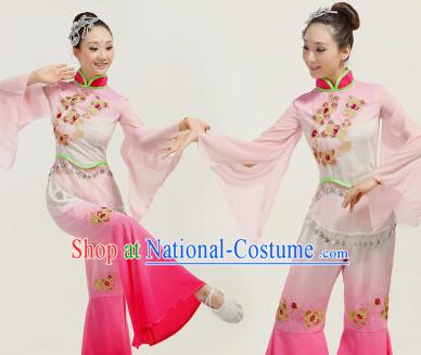 Asian Fan Dance Costume Hand Held Fan Chinese Dancing Ethnic Dance Folk Oriental Dancewear for Women Girls