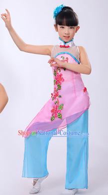 Asian Fan Dance Costume Hand Held Fan Chinese Dancing Ethnic Dance Folk Oriental Dancewear for Women Girls