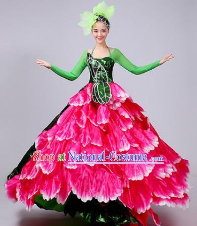 Chinese Theater Traditional Dance Ribbon Dancing Long Sleeve Leotard China Fan Dance Costume Complete Set for Women Girls