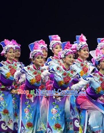 Chinese People Folk Dance Ethnic Dresses Traditional Wear Clothing Cultural Dancing Costume Complete Sets for Women