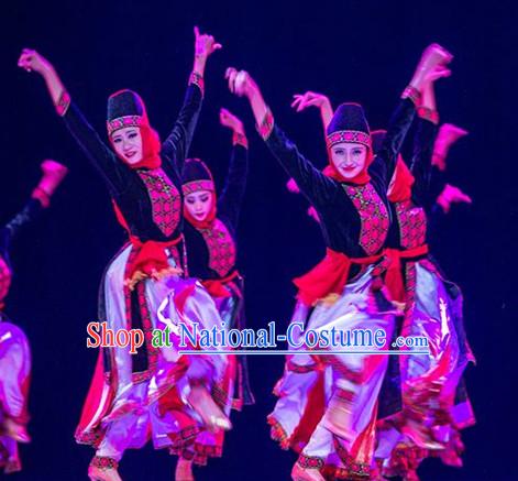 Chinese People Folk Dance Ethnic Dresses Traditional Wear Clothing Cultural Dancing Costume Complete Sets for Women