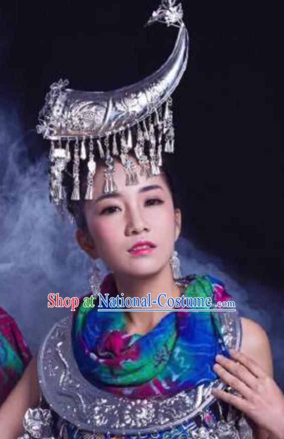 Chinese Ethnic Handmade Silver Hat for Women