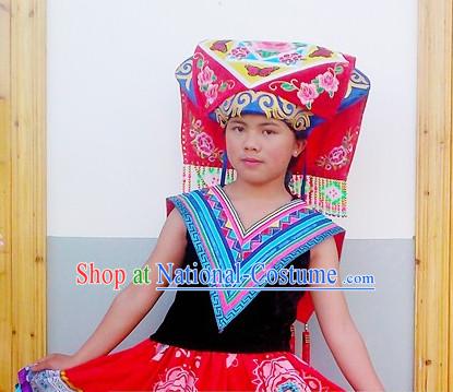 Chinese Ethnic Handmade Zhuang Hat for Women