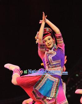 Chinese Xinjiang People Folk Dance Ethnic Dresses Traditional Wear Clothing Cultural Dancing Costume Complete Sets for Women