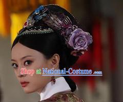 Qing Dynasty Imperial Royal Quene Phoenix Hairstyle Wigs Hairstyle Chinese Oriental Hairstyles