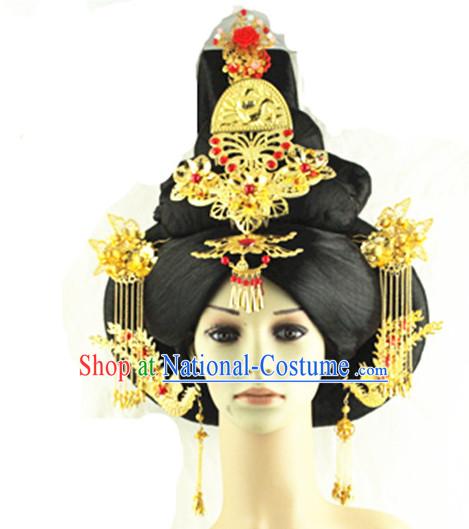 Chinese Imperial Quene Crown Empress Hairpins Hair Accessories Hairstyle Chinese Oriental Hairstyles Headpieces Wigs