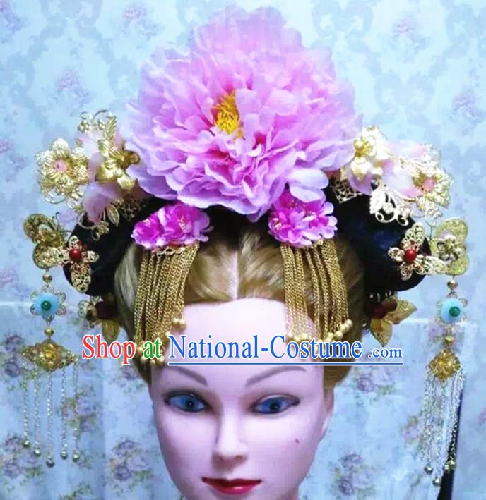 Chinese Imperial Quene Crown Empress Hairpins Hair Accessories Hairstyle Chinese Oriental Hairstyles Headpieces Wigs