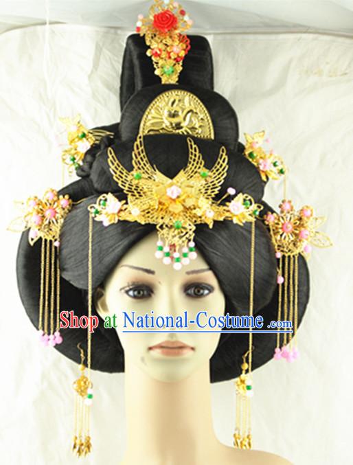 Chinese Imperial Quene Crown Empress Hairpins Hair Accessories Hairstyle Chinese Oriental Hairstyles Headpieces Wigs