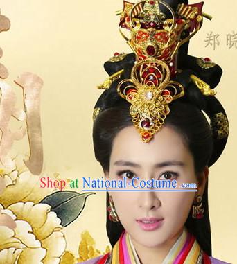 Chinese Imperial Quene Crown Empress Hairpins Hair Accessories Hairstyle Chinese Oriental Hairstyles Headpieces Wigs