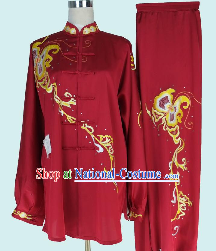 Asian Championship Embroidered Kung Fu Martial Arts Uniform Suit for Women Girls