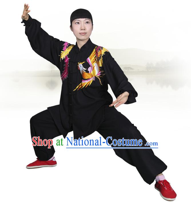 Asian Championship Embroidered Phoenix Kung Fu Martial Arts Uniform Suit for Women Girls