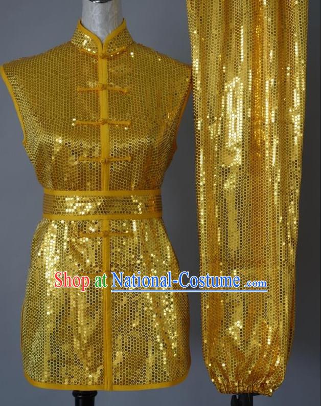 Top Gold Asian Championship Kung Fu Martial Arts Uniform Suit for Women Men