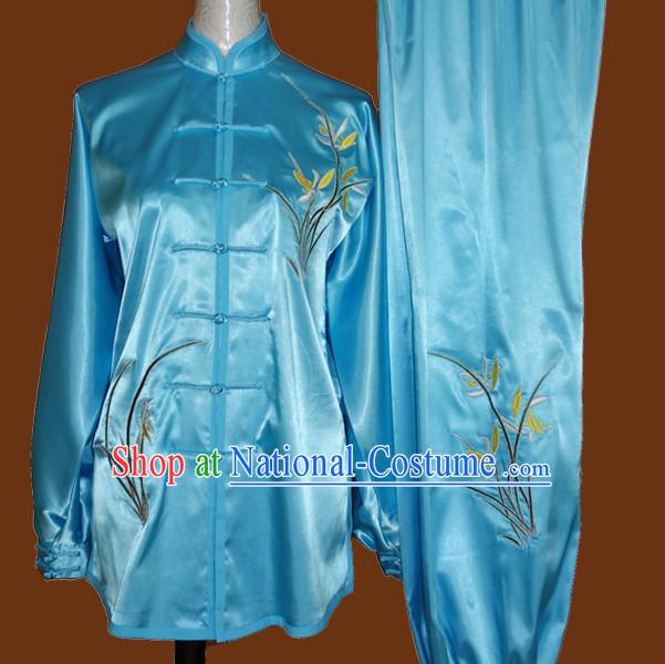 Top Gold Asian Championship Embroidered Phoenix Kung Fu Martial Arts Uniform Suit for Women Men