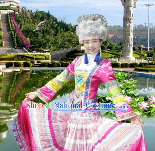 Chinese Folk Dance Dress Clothing Dresses Costume Ethnic Dancing Cultural Dances Costumes for Women Girls