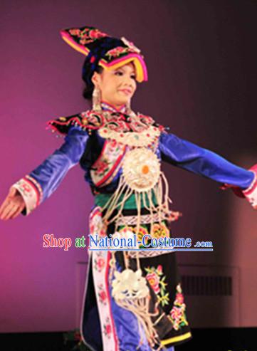 Chinese Folk Dance Dress Clothing Dresses Costume Ethnic Dancing Cultural Dances Costumes for Women Girls