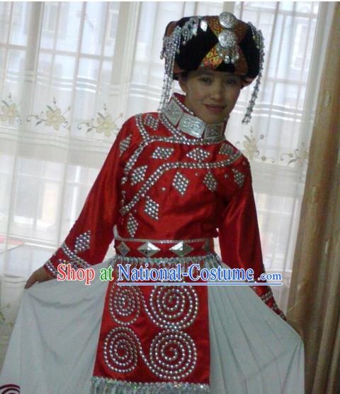 Chinese Folk Dance Dress Clothing Dresses Costume Ethnic Dancing Cultural Dances Costumes for Women Girls