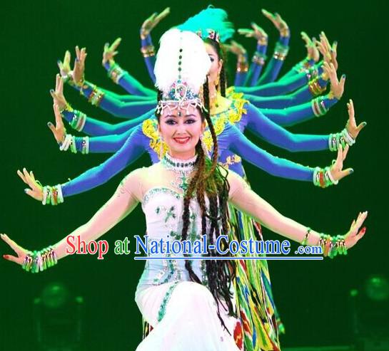 Chinese Folk Dance Dress Clothing Dresses Costume Ethnic Dancing Cultural Dances Costumes for Women Girls