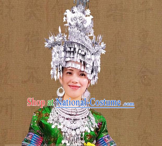 Chinese Miao Silver Folk Ethnic Hat for Women