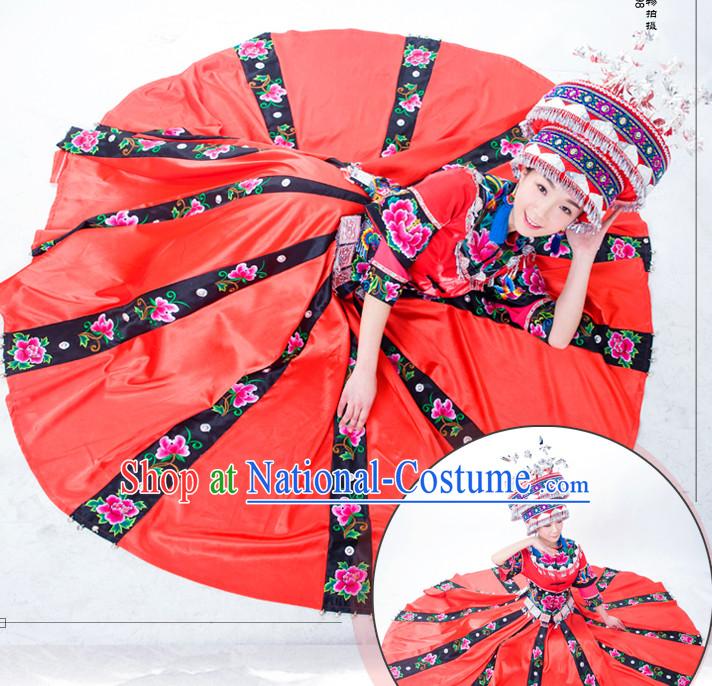 Chinese Minority Nationality Ethnic Groups Wear Dresses Traditional Clothing for Women