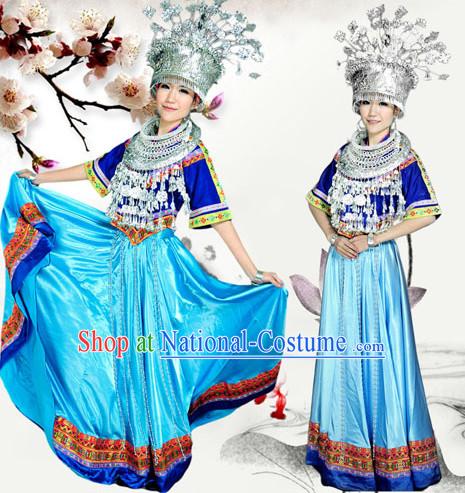 Chinese Minority Nationality Ethnic Groups Wear Dresses Traditional Clothing for Women