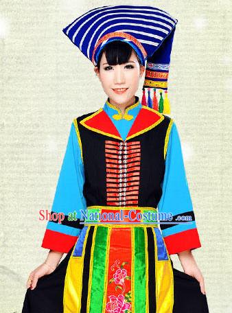 Chinese Hmong Minority Nationality Ethnic Groups Wear Dresses Traditional Clothing for Women