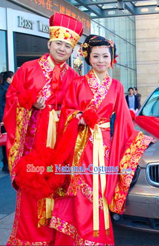 Traditional Chinese Wedding Dress Asian Clothing National Hanfu Costume Han China Style Costumes Robe Attire Ancient Dynasty Dresses Complete Set for Women and Men