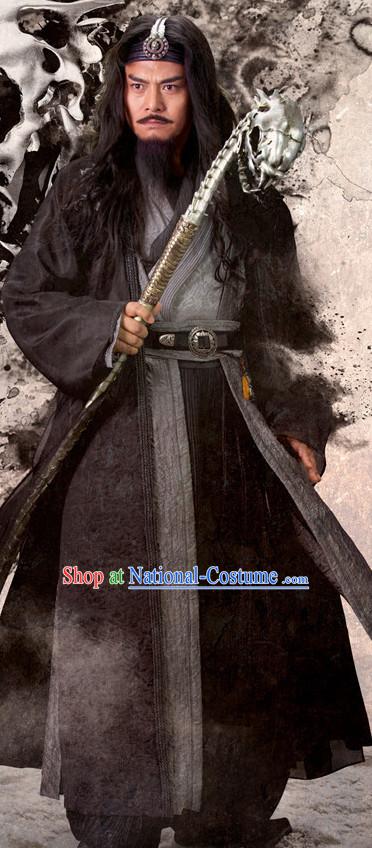 Chinese Ancient Martial Arts Master Costumes Clothing Complete Set for Men