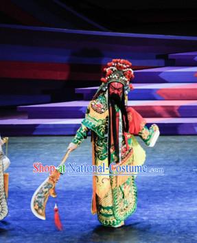 Chinese Classical Opera Guan Gong Dance Costume Folk Dancing Costumes Traditional Chinese Dance Costumes Asian Dancewear Complete Set for Men Boys