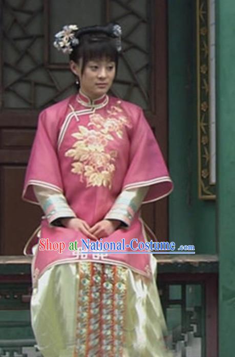 Qing Dynasty Imperial Clothing and Hair Accessories Complete Set for Women