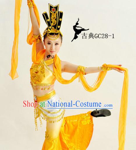 Traditional Chinese Classical Long Sleeves Dance Costumes for Girls