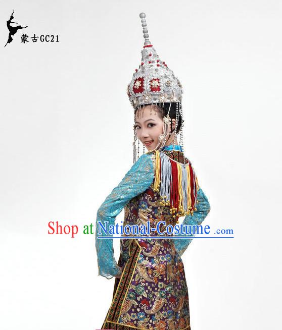 Traditional Chinese Stage Performance Ethnic Mongolian Dancing Costumes for Women Girls