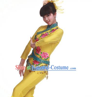 Traditional Chinese Fan Dance Costumes for Girls