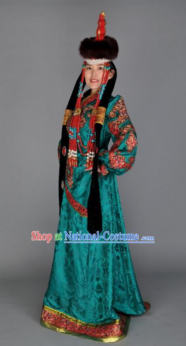 Traditional Chinese Mongolian Empress Garment Clothes Complete Set for Women