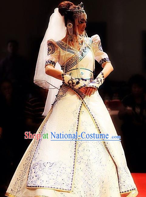 Traditional Chinese Mongolian Wedding Dresses Complete Set for Women