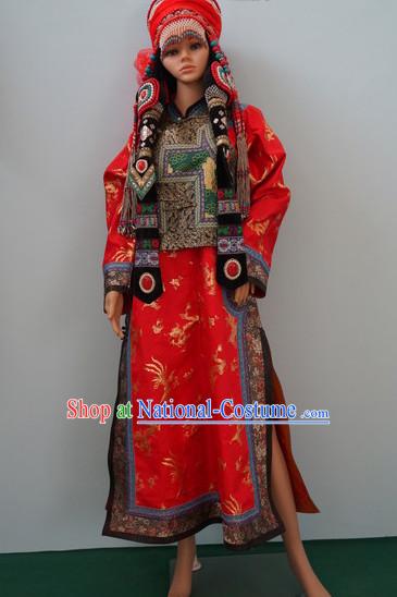 Traditional Chinese Mongolian Wedding Clothes Complete Set for Women