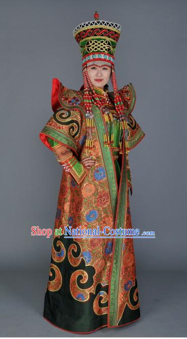 Traditional Ancient Chinese Mongolian Queen Clothes Complete Set for Women