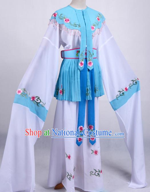 White Chinese Opera Costumes Huangmei Opera Stage Performance Costume Chinese Traditional Water Sleeve Costume Drama Costumes Complete Set