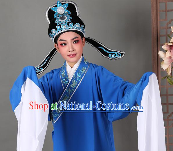 Chinese Opera Costumes Huangmei Opera Stage Performance Costume Chinese Traditional Water Sleeve Costume Drama Costumes and Hat Complete Set