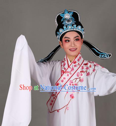 Chinese Opera Costumes Huangmei Opera Stage Performance Costume Chinese Traditional Water Sleeve Costume Drama Costumes and Hat Complete Set