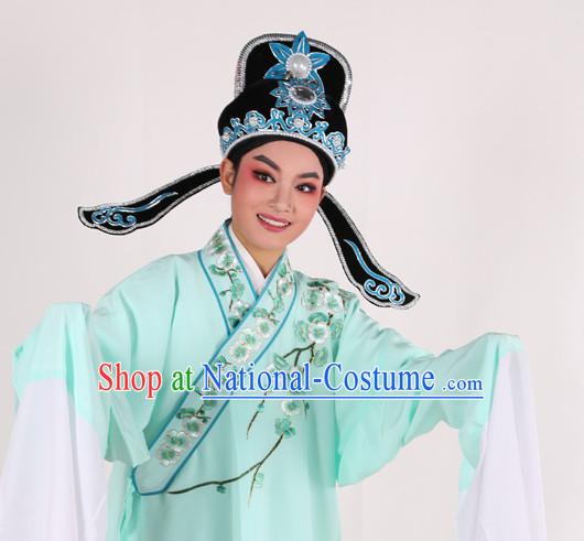 Chinese Opera Costumes Huangmei Opera Stage Performance Costume Chinese Traditional Water Sleeve Costume Drama Costumes and Hat Complete Set