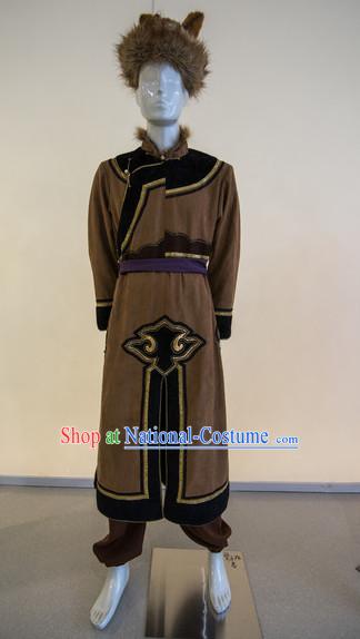 Chinese Traditional Ethnic Mongolian Dress Wear Clothing Complete Set