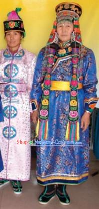 Chinese Traditional Ethnic Empress National Costumes Dresses Wear Clothing and Hat Complete Set for Men