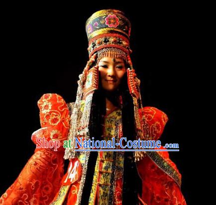 Chinese Traditional Ethnic Empress National Costumes Wedding Dresses Wear Clothing and Hat Complete Set for Men