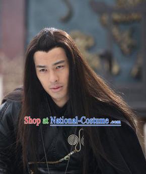 Chinese Ancient Black Long Wigs for Men