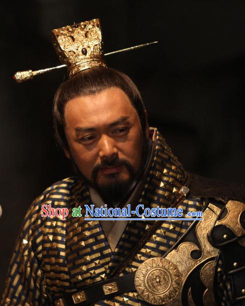 Chinese Traditional Ancient Black Wigs and Coronet for Men